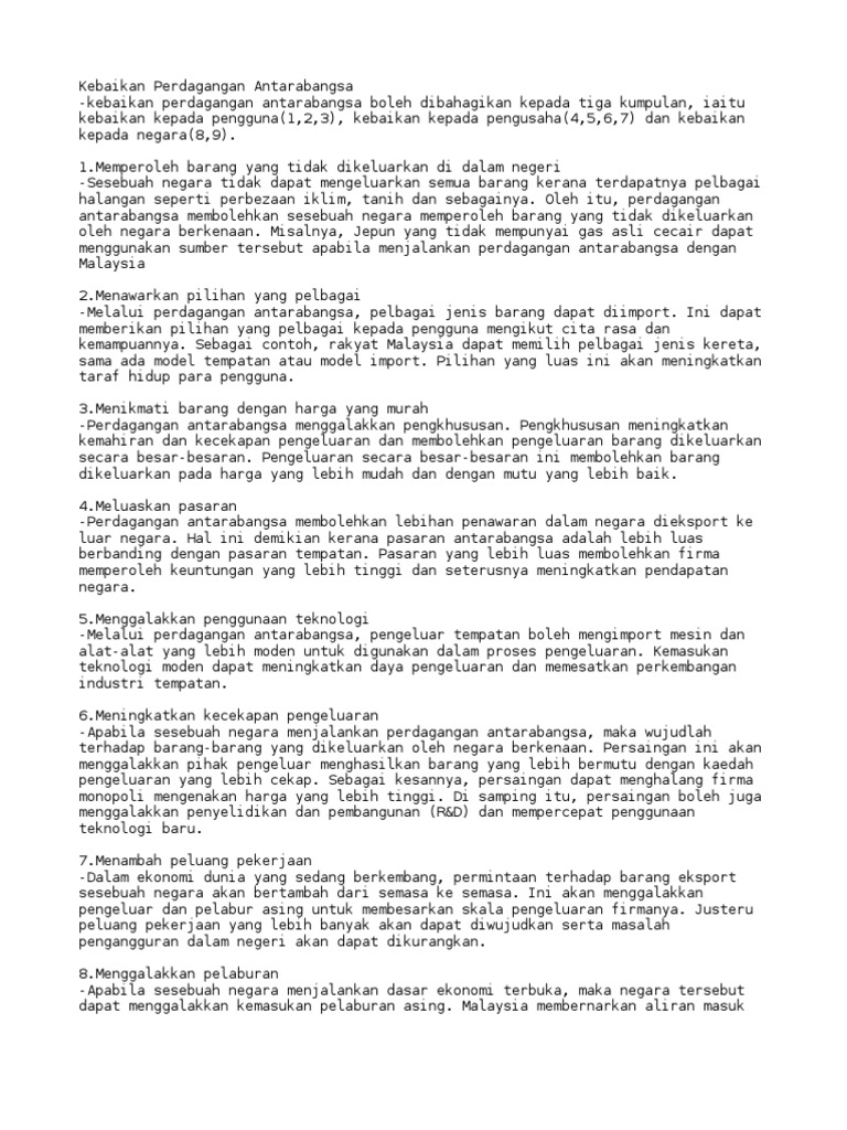 Kebaikan Perdagangan Antarabangsa Pdf