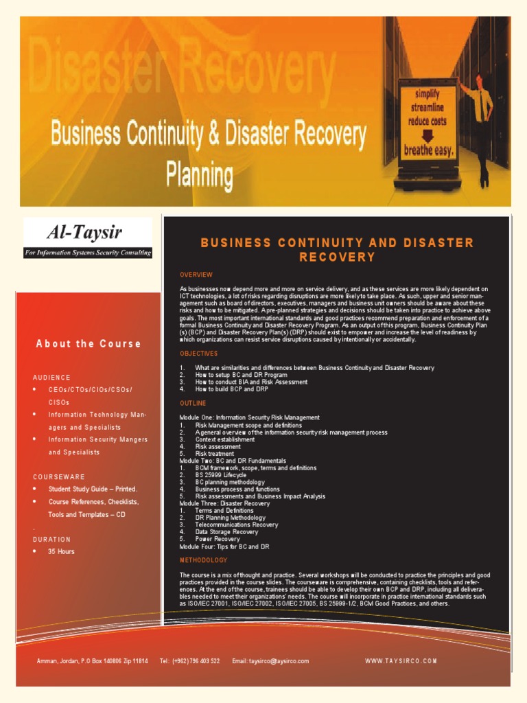 Business Continuity & Disaster Recovery Course | PDF | Business ...