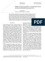 The Pathogenesis of Childhood Anxiety Disorders: Considerations From A Developmental Psychopathology Perspective by Peter Muris (2006) - An Article