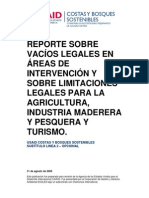 Reporte sobre vacios legales en las áreas de intervención y sobre limitaciones legales en turismo y otras actividades económicas