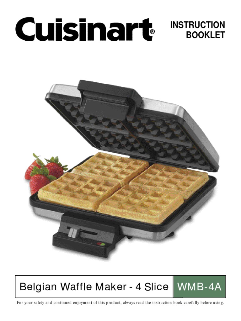 Cuisinart Belgian Waffle Maker 4 Slice WMB4A Waffle Ac Power Plugs