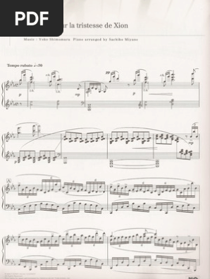 Kingdom Hearts Yoko Shimomura Musique Pour La Tristesse De Xion Sheetmusictradecom