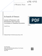 Lessons of Experience With Privatization and Corporate Governance in Transition Economies