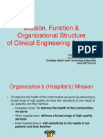 mission,function & organizational structure of clinical engi