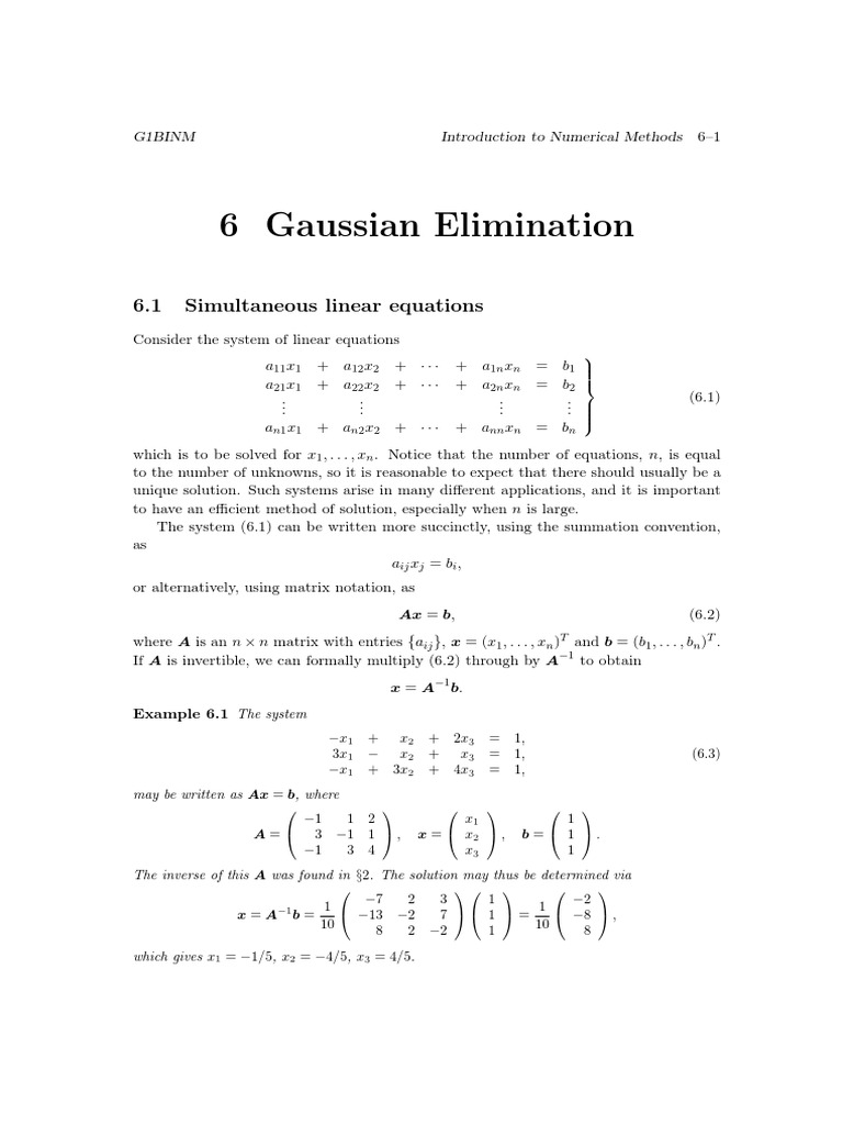 Gaussian Elimination | PDF | Matrix (Mathematics) | Numerical Analysis