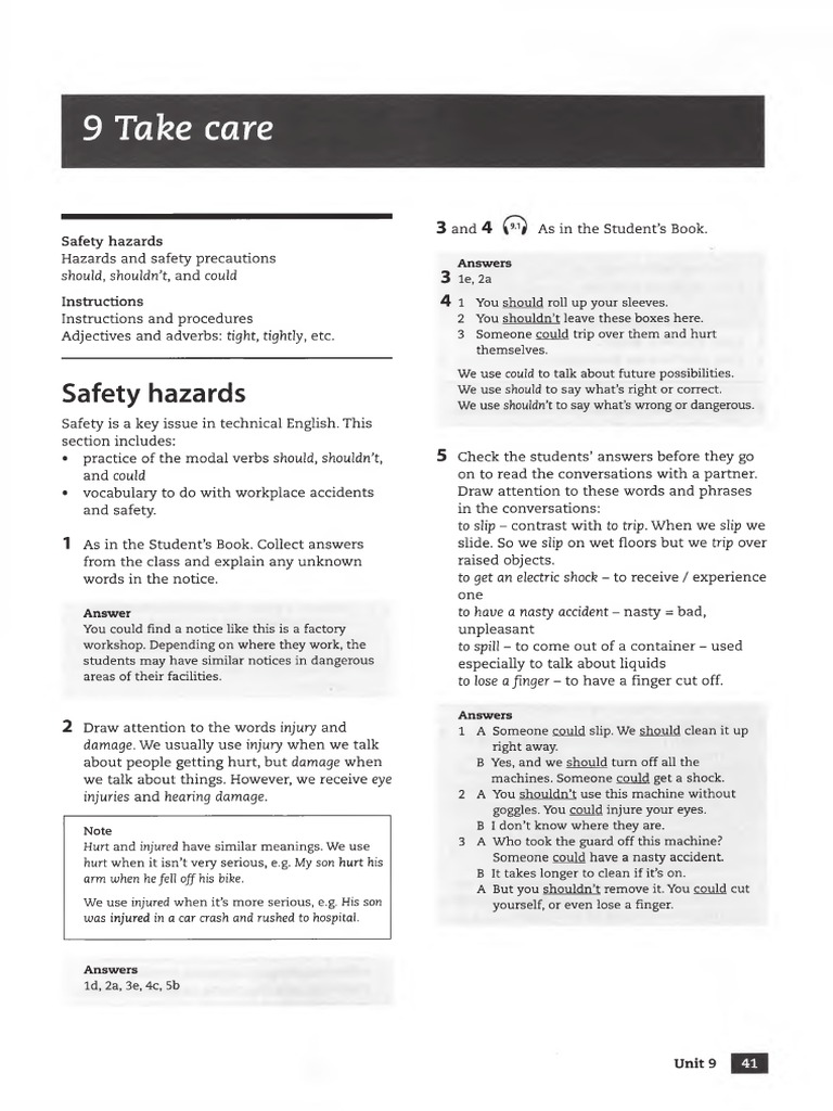 Safety at Work Stusent Ac PDF Adverb Adjective