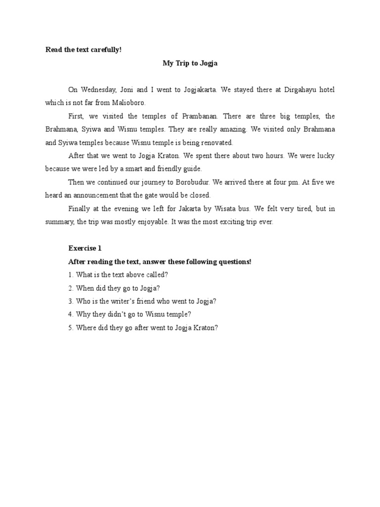 Contoh Soal Fill In The Blank Recount Text Contoh Soal