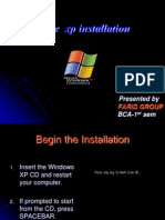 Window XP Installation: Presented by BCA-1 Sem