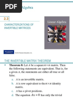 Matrix Algebra: Characterizations of Invertible Matrices