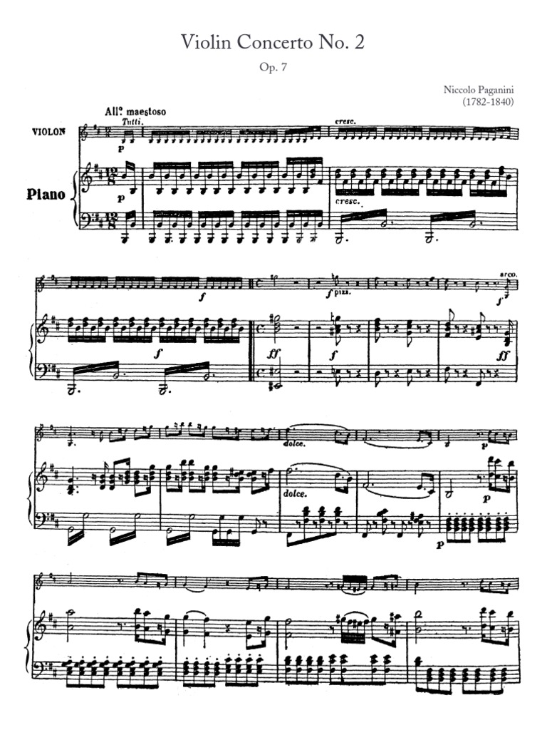 Paganini - Violin Concerto No. 2, Op. 7 (Pno Red) | PDF