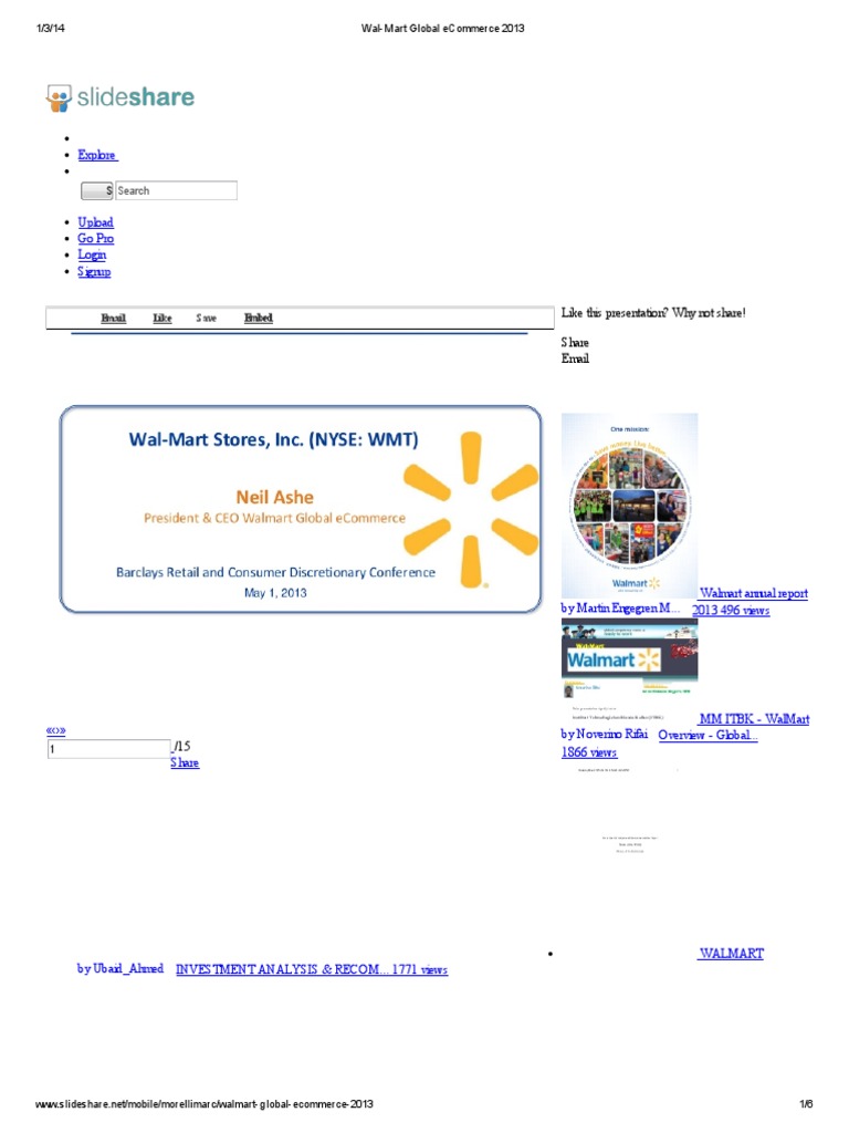 WalMart Global 2013 PDF Walmart E Commerce