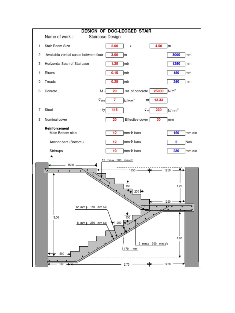 Dog-Legged Staircase Design Details | PDF | Stairs | Architectural Design
