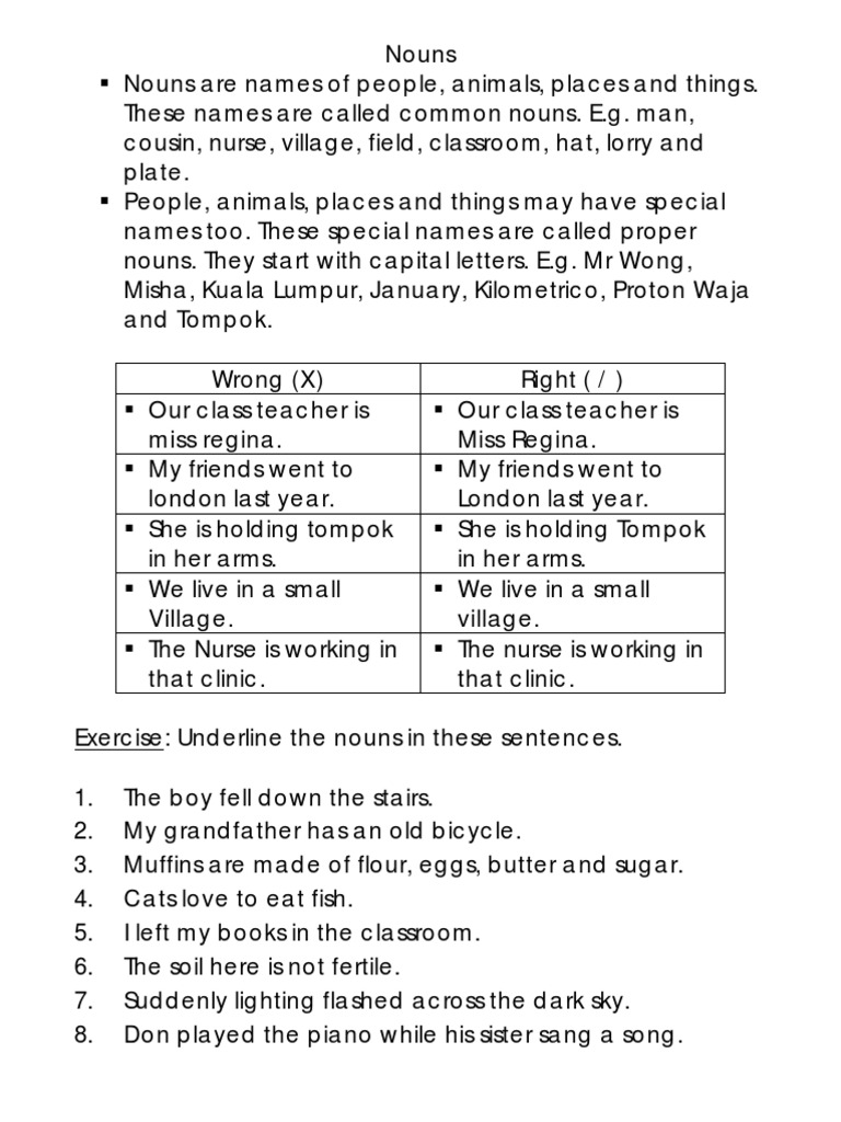 common nouns proper nouns