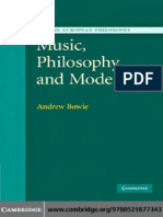 Andrew Bowie Music Philosophy and Modernity