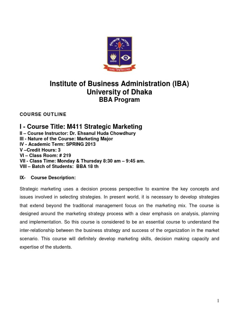Strategic Marketing Course Outline | PDF | Marketing Strategy ...