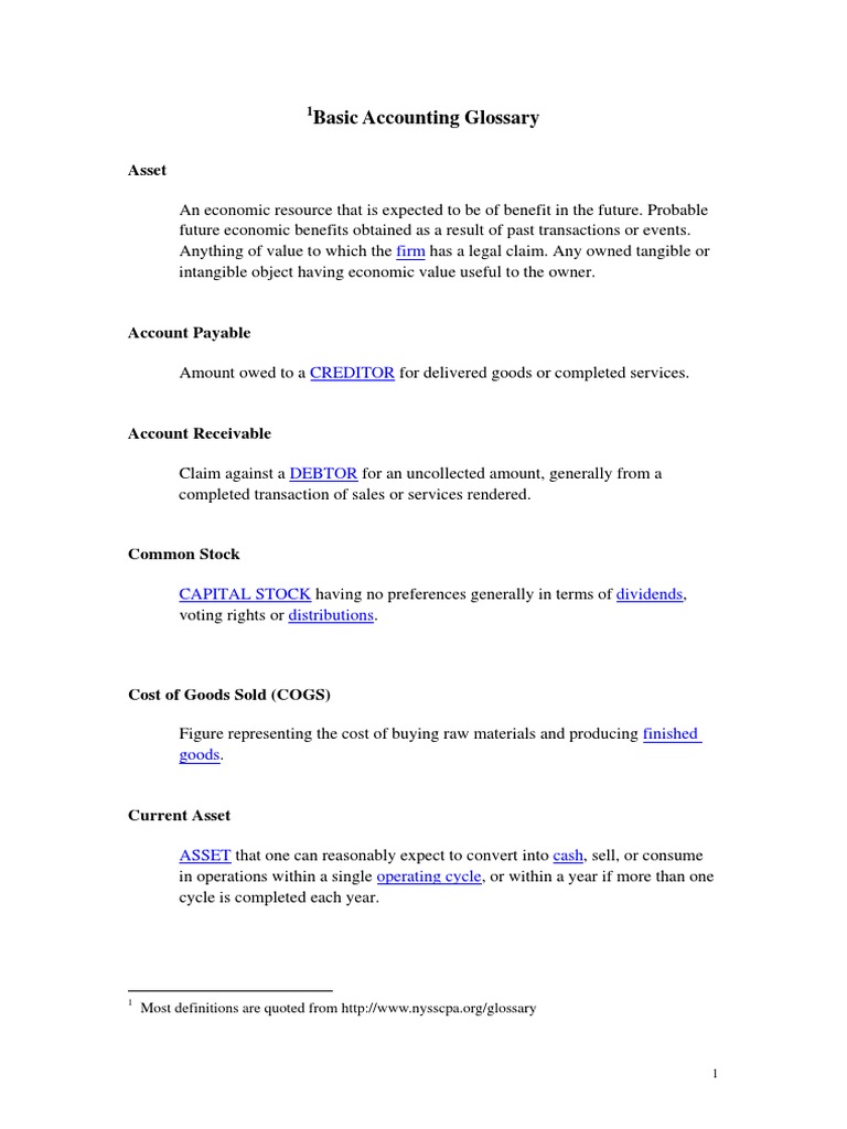 Basic Accounting Glossary PDF