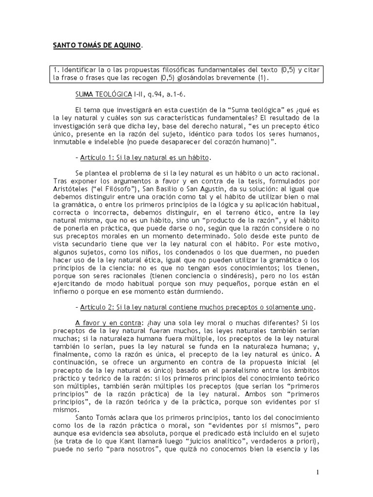 Santo Tomás de Aquino - Madrid | PDF | Esencia | La Ley natural