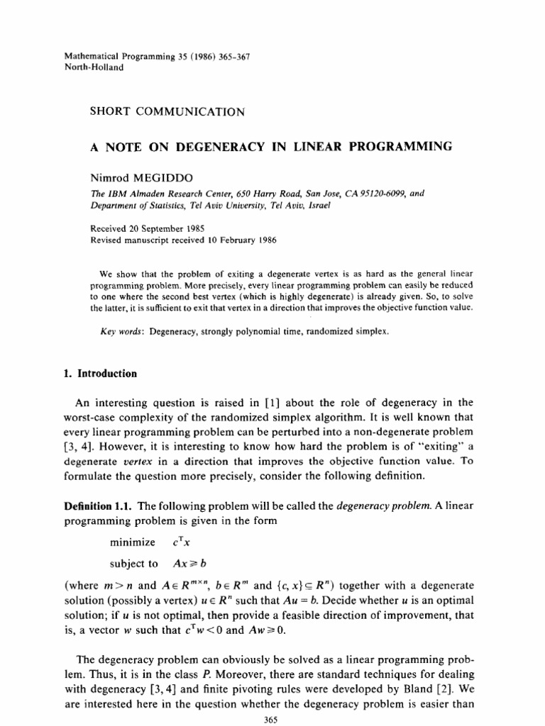 Shish Sams Ibm Varanasi | | Linear Programming | Time Complexity