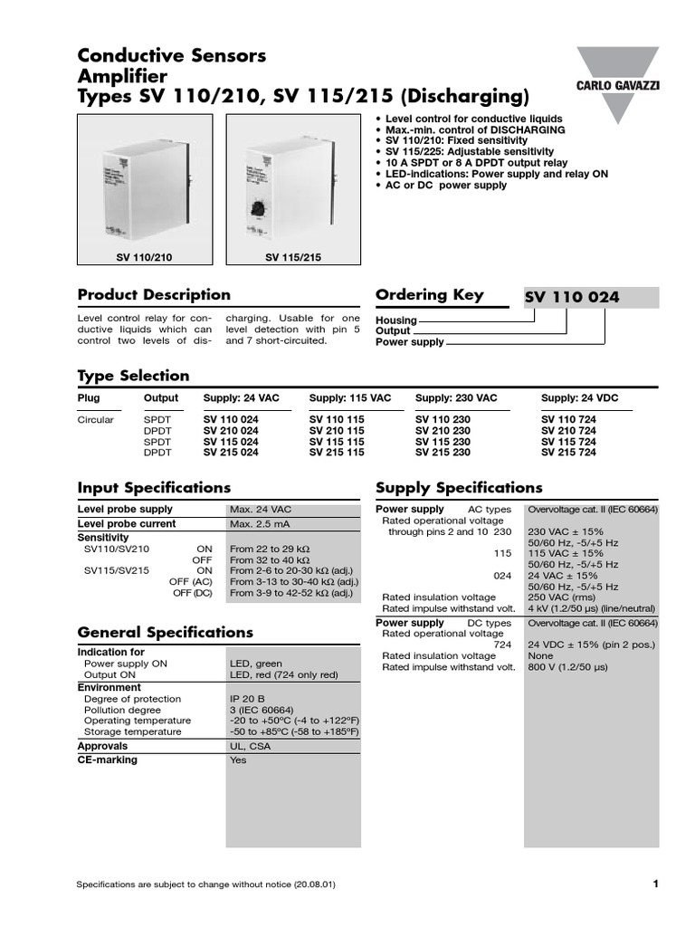 Conductive Liquid Level Control Sensors | PDF | Power Supply | Relay