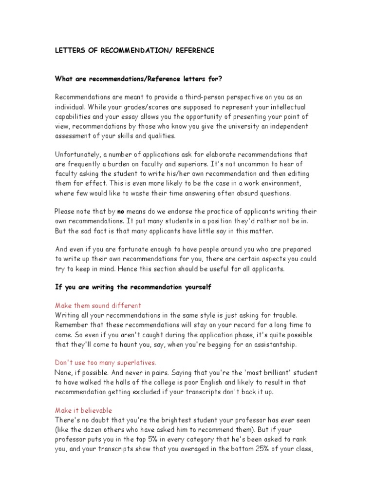 Letters of Recommendation/ Reference: Make Them Sound Different | PDF ...