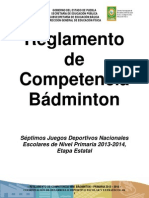 REGLAMENTO DE COMPETENCIA DE BÁDMINTON 2013-2014