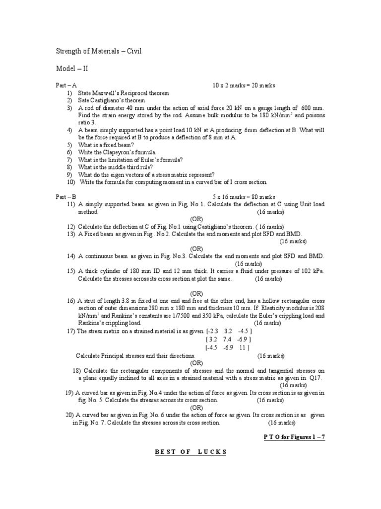 Strength of Materials Exam Questions | PDF | Chemical Product ...