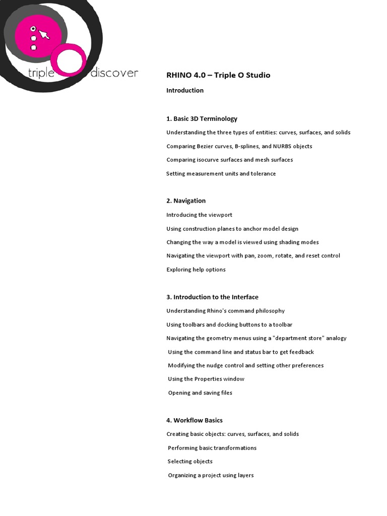 Rhino 4.0 Training Manual Overview | PDF | 3 D Modeling | 2 D Computer ...