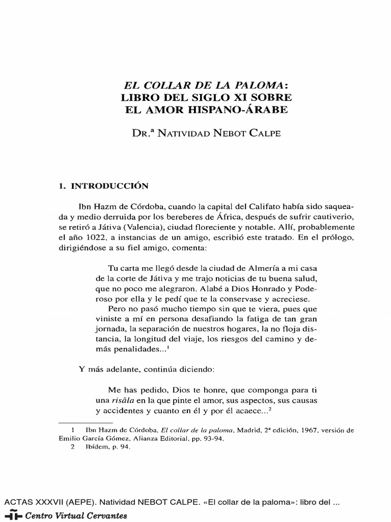 El Collar de La Paloma PDF Alma Amor