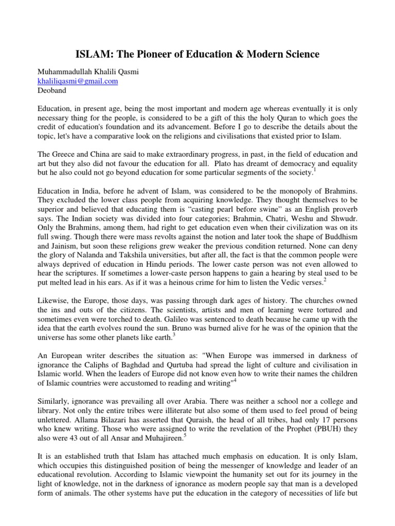 ISLAM The Pioneer of Education & Modern Science | PDF | Quran | Islam