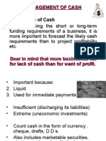 Management of Cash