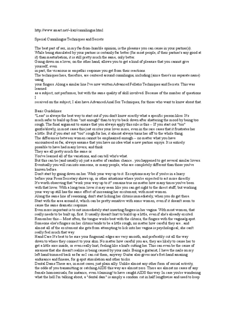 Special Cunnilingus Techniques and Secrets PDF Orgasm Clitoris — free download