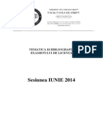 Tematica Biblografia Licenta Iun 2014, Facultatea de Drept, Universitatea Bucuresti