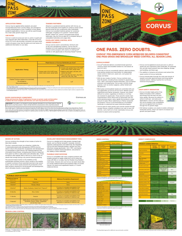 2014 Corvus® Preemergence Corn Herbicide Product Bulletin Herbicide