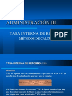 Administración Iii: Tasa Interna de Retorno