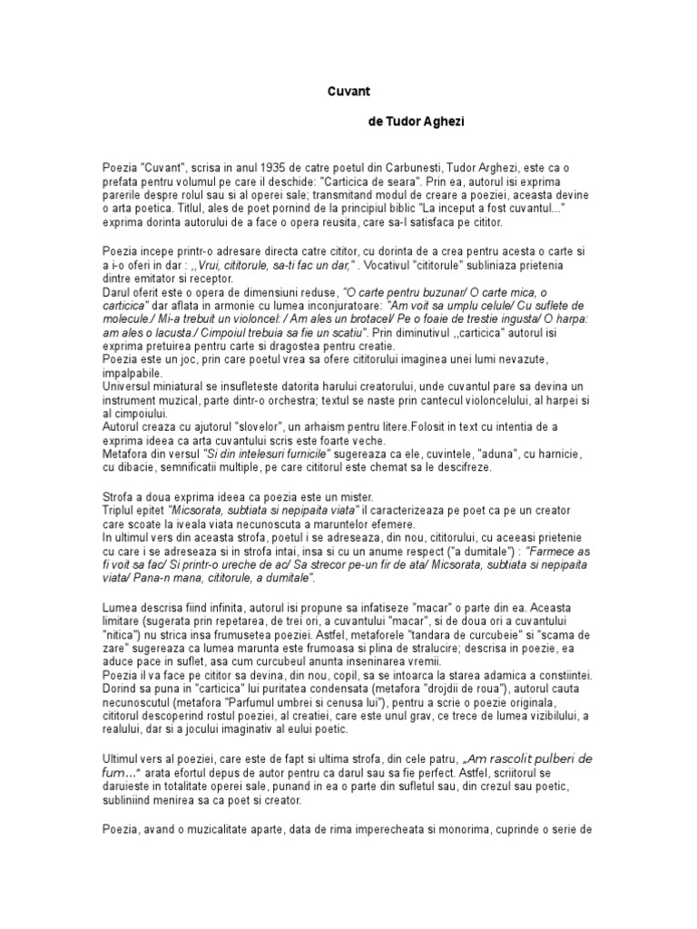 Cuvant - Tudor Arghezi