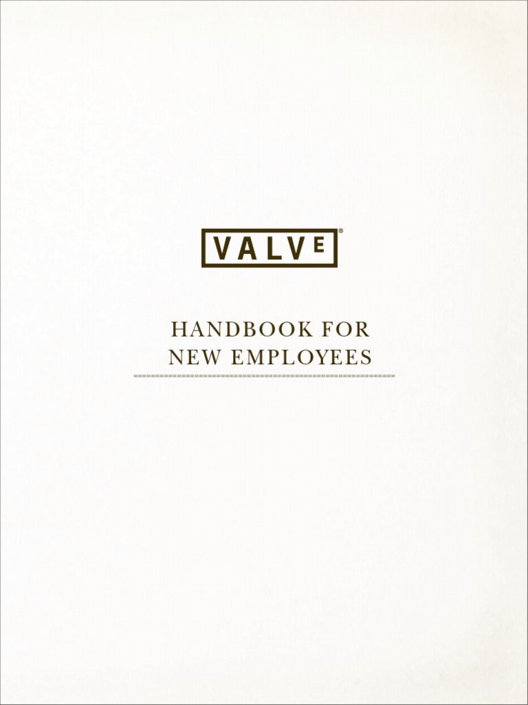 Valve New Employee Handbook PDF Video Games Video Game Development