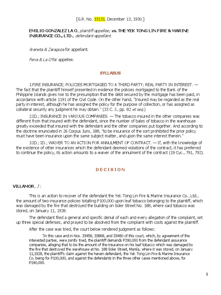 Insurance Cases 2 | PDF | Insurance | Precedent