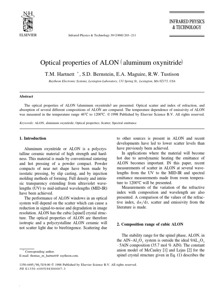 Optical Properties and TemperatureDependent Emissivity of Aluminum