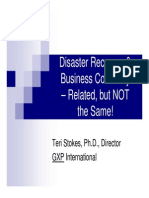 Disaster Recovery&Business Continuity Related But NOT The Same Teri Stokes PHD