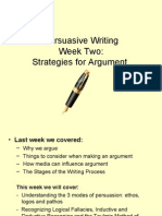 Persuasive Writing Week Two: Strategies For Argument