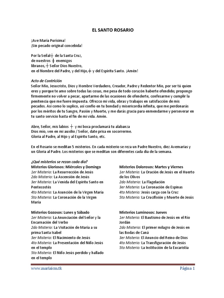 Guía Completa para Rezar el Santo Rosario | PDF | María, madre de Jesús ...