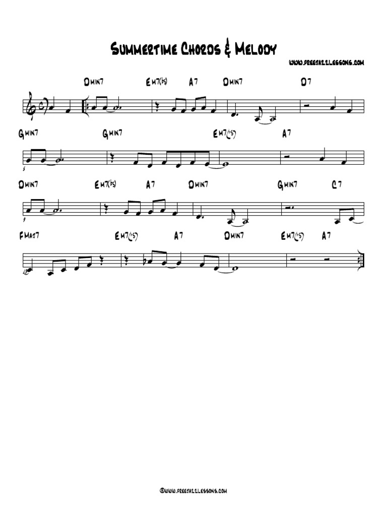 Summertime Chord Chart