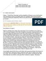 Kerchner Letter to U.S. Senator Specter of PA about Obama's Constitutional Article II Ineligibility