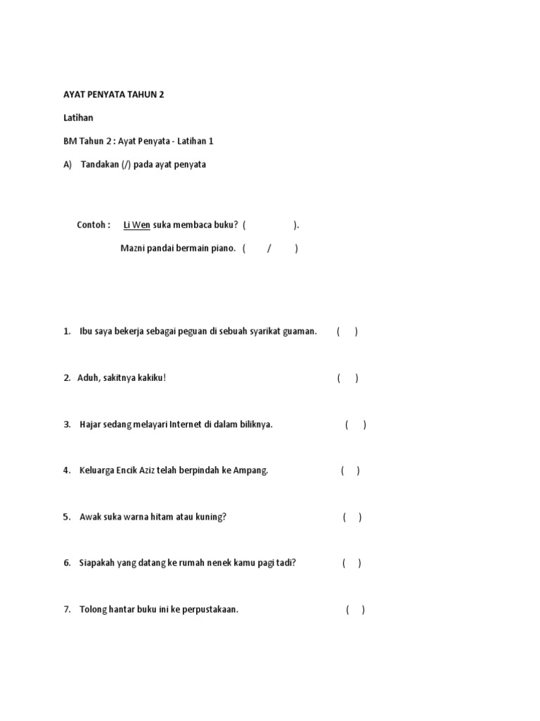Ayat Penyata Tahun 2 Pdf