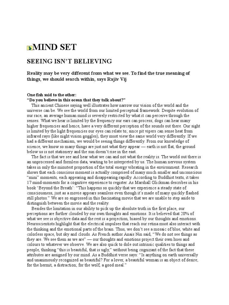 Understanding Inner Awareness and Reality | PDF | Mind | Perception