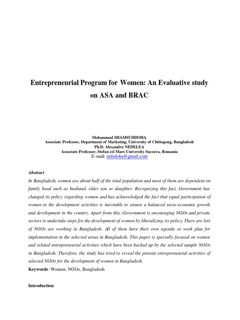 Women Empowerment via NGOs in Bangladesh | PDF