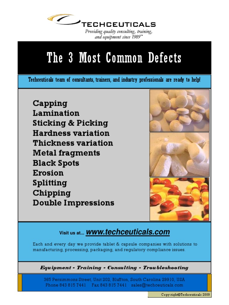 Common Defects Observed During Tableting | PDF | Tablet (Pharmacy ...