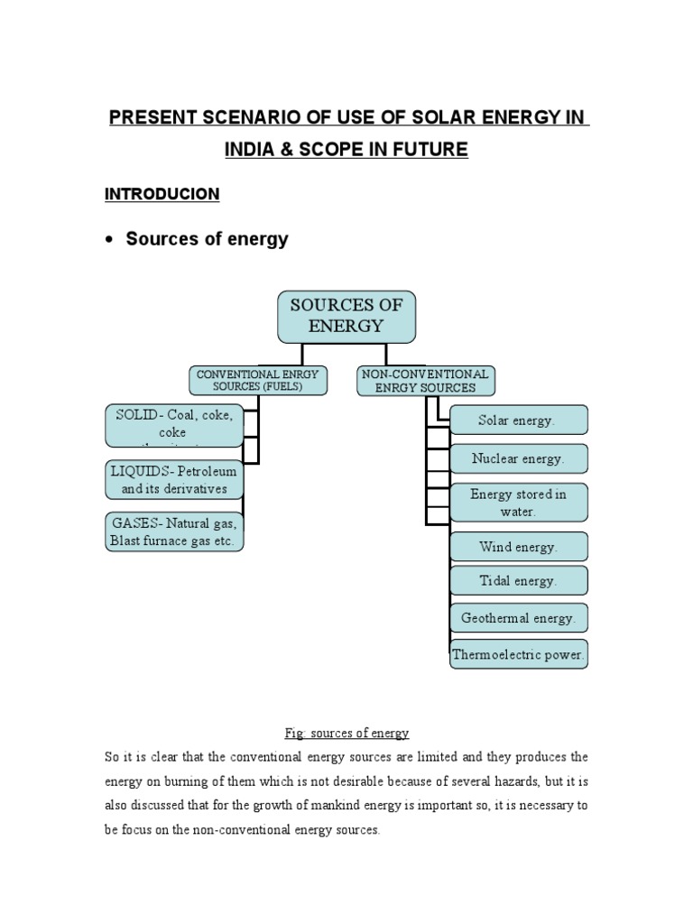 Present Scenario of Solar Energy in India and Scope in Future | PDF ...