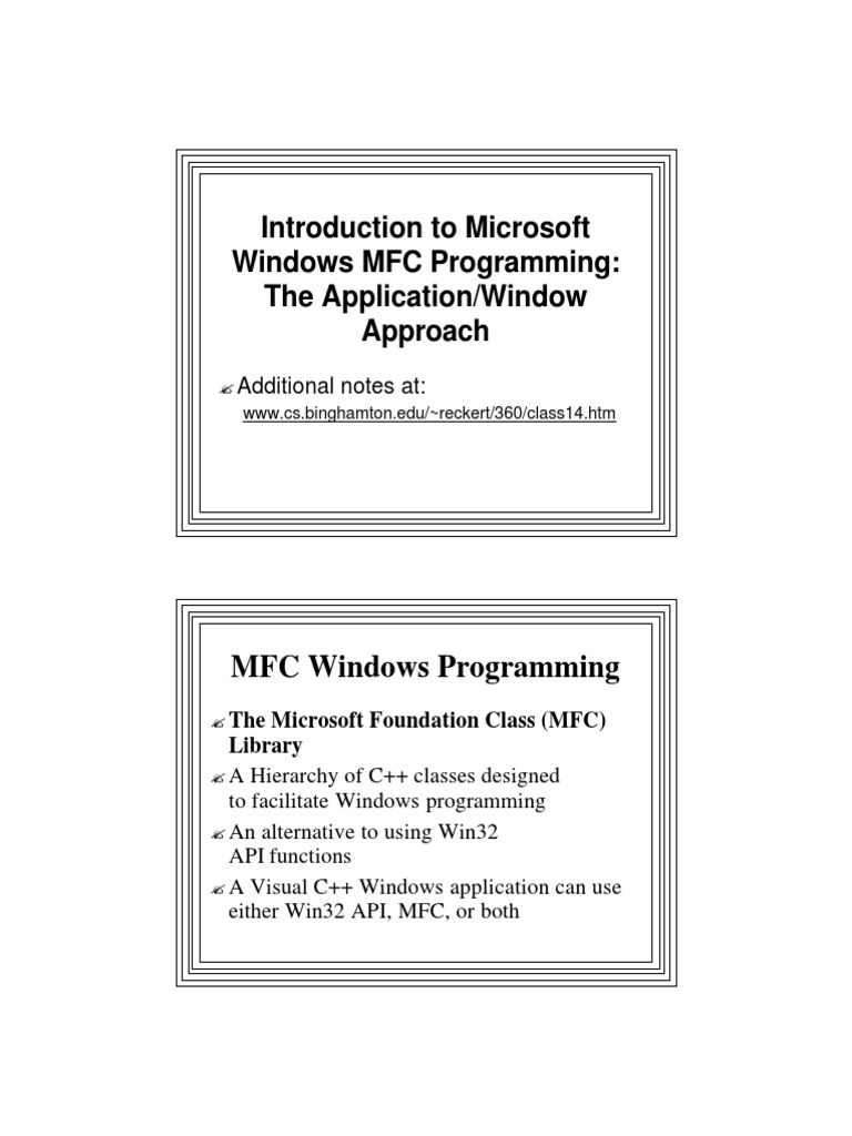 Introduction To Microsoft Windows MFC Programming The Application ...
