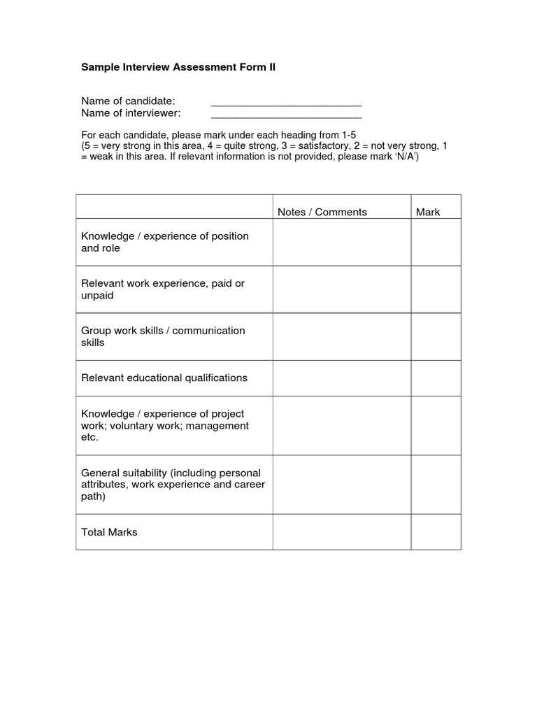Candidate Interview Assessment Form | PDF